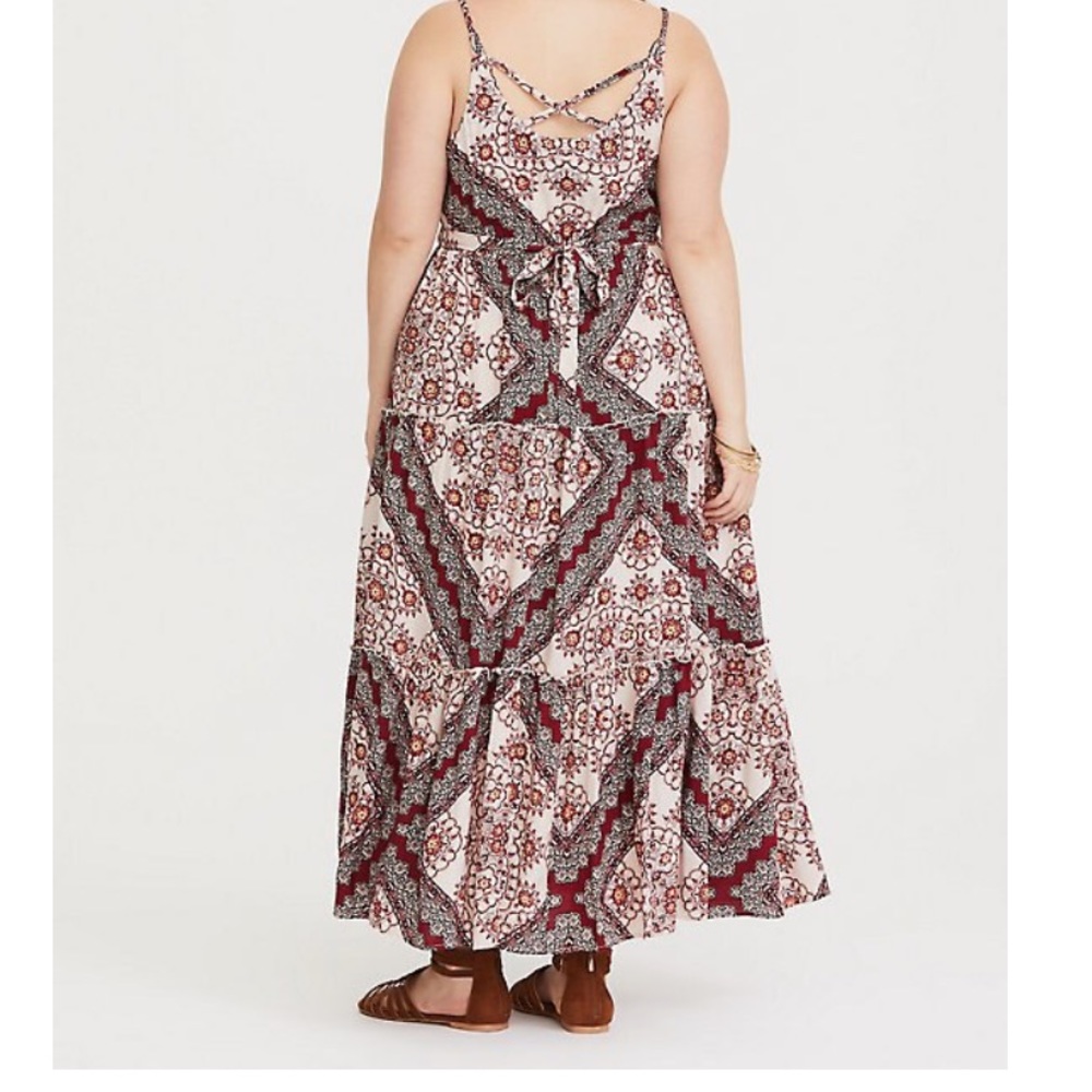 TORRID red scarf print challis maxi dress - Picture 3 of 7
